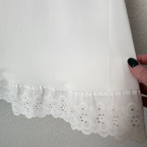 STONES WEAR x VINTAGE eyelet lace trim slip skirt white midi skirt nylon M‎ - Picture 7 of 10